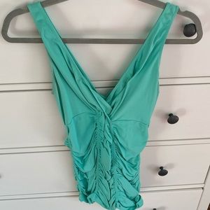 Let Tango ruched v-neck tank top